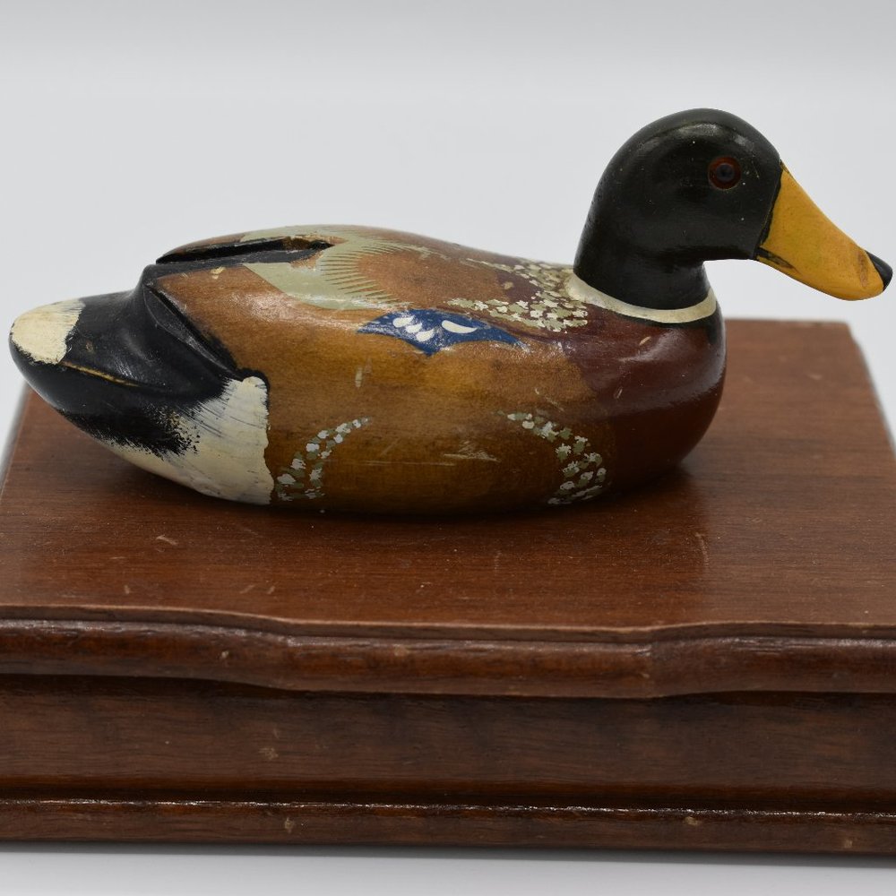 COPY - VTG 80'S Wood Playing Card Holder Box with wooden